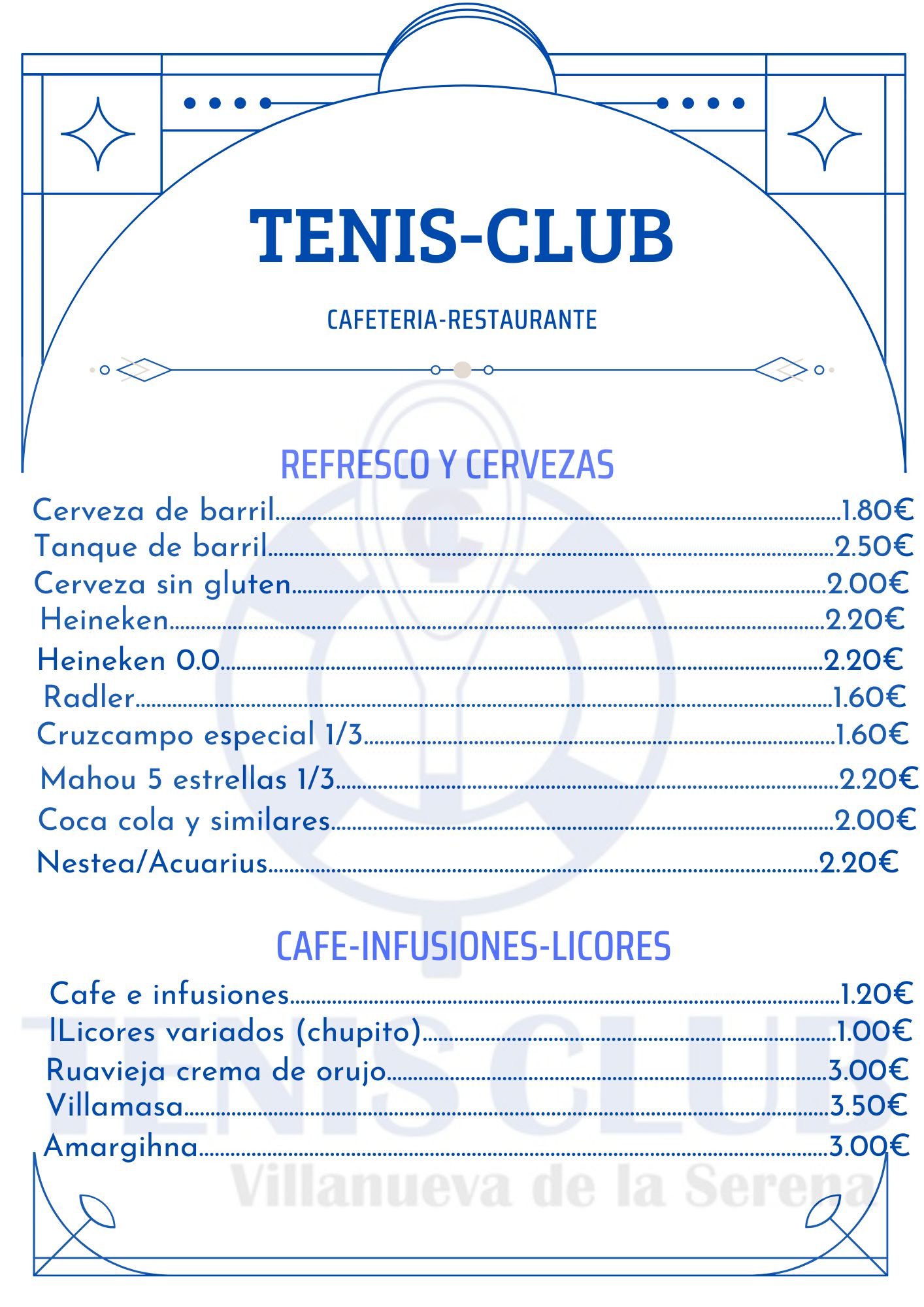 Carta de Cafetería-RESTAURANTE TENIS-CLUB en Villanueva de la serena, Badajoz — página 6
